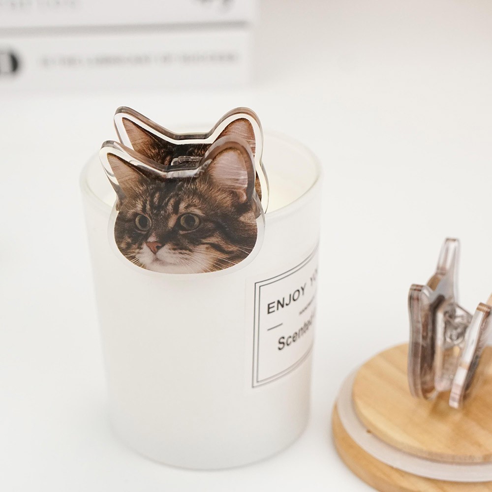 Cute Animal Acrylic Journal Clips, Hand-Drawing Strong Clip, Kitten Acrylic Clips, Bread Acrylic Clips, Stationery Journal Supplies