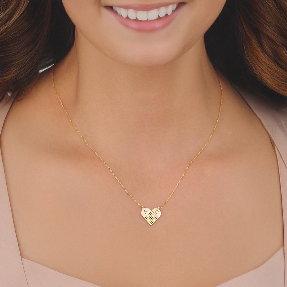 Personalized Initial Bandage Heart Necklace