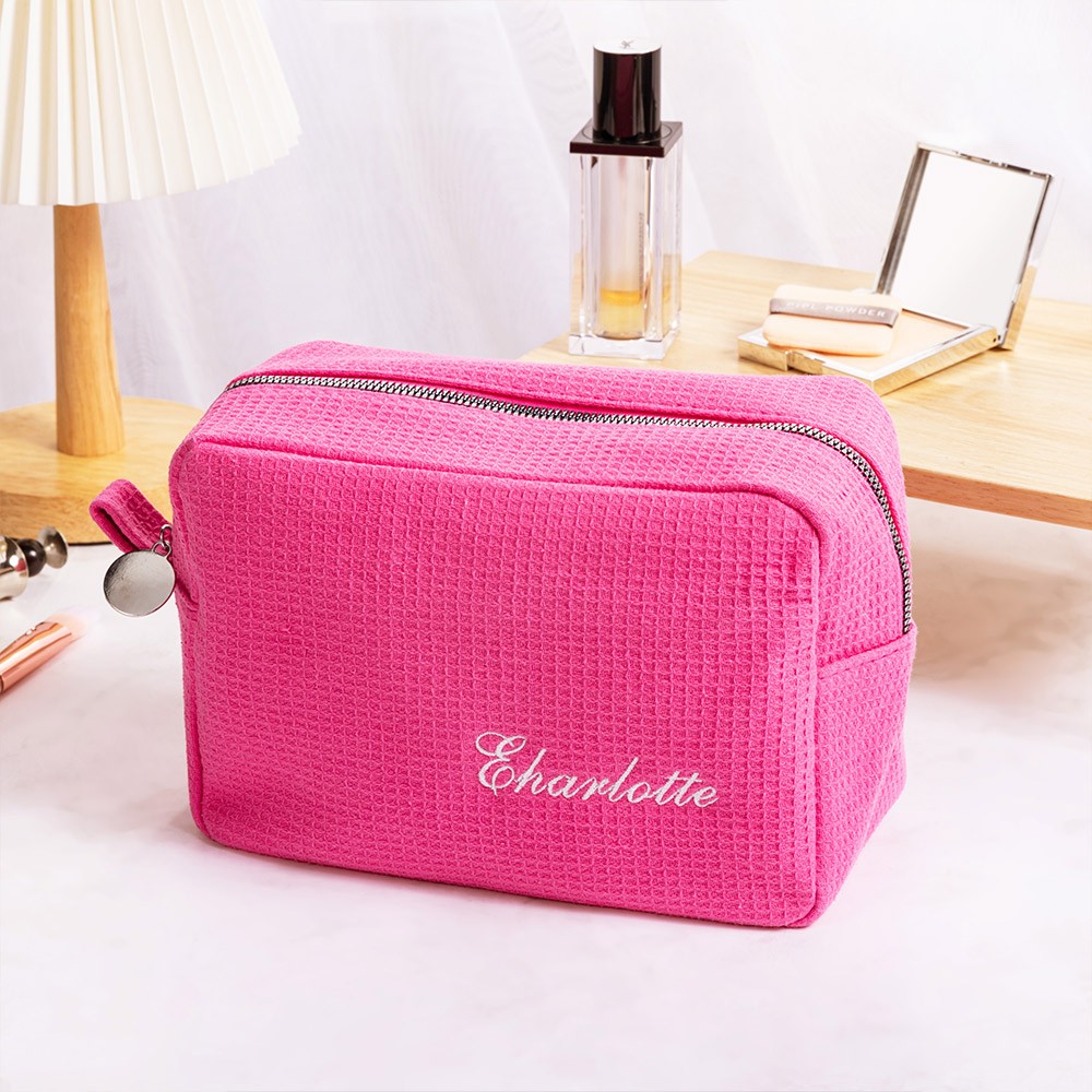 Personalized waffle cosmetic bag