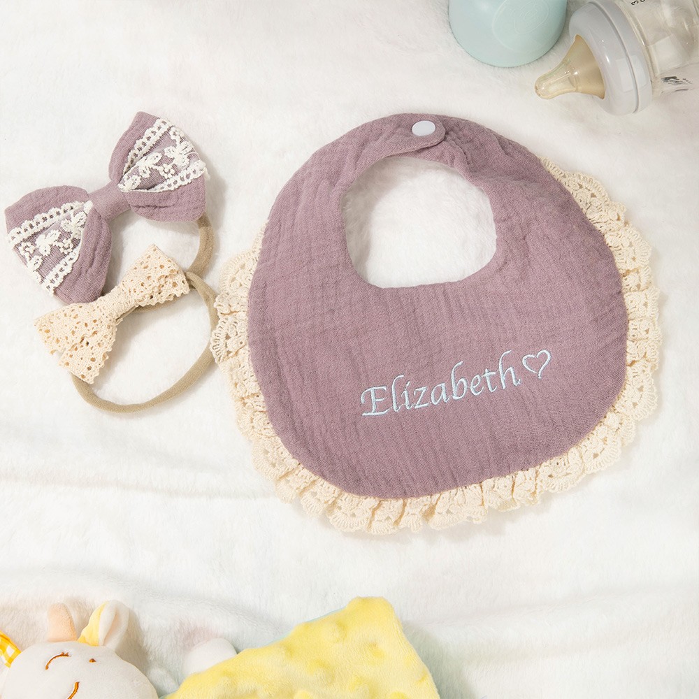 Personalized cotton embroidered baby bib