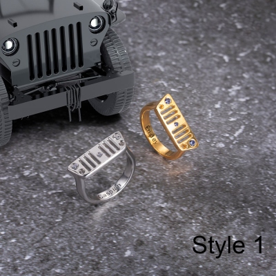 Personalized Tire of A Jeep Birthstones Ring (NOT Advisable to List on Etsy)