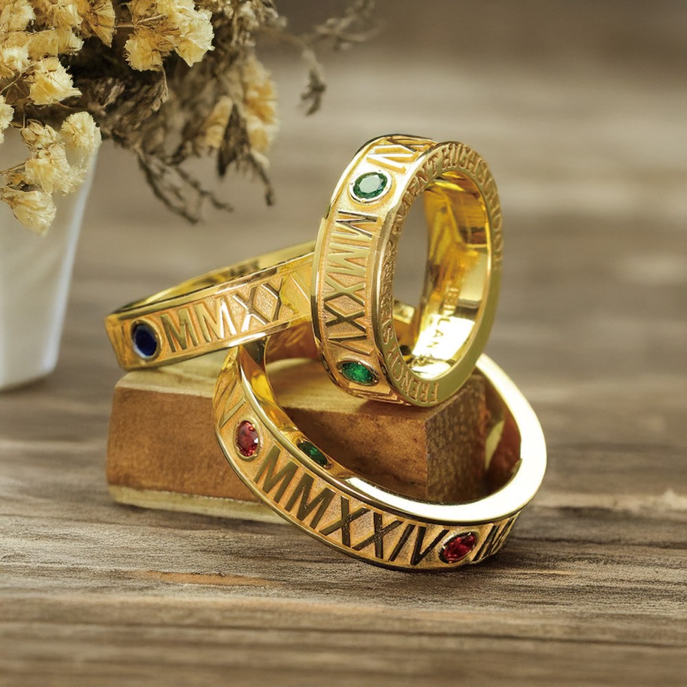 Personalized Roman Numeral Graduation Ring