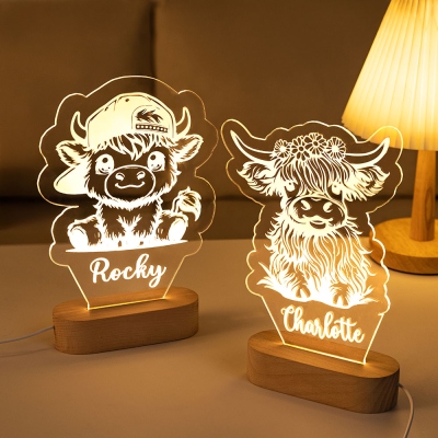 Highland Cow Custom Name Light