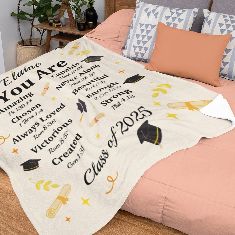 Personalized 2025 Graduation Flannel Blanket