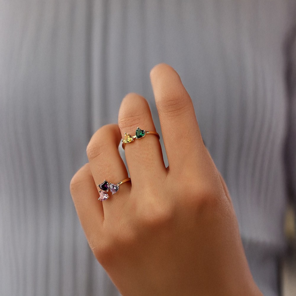 Heart-Shaped Birthstone Ring