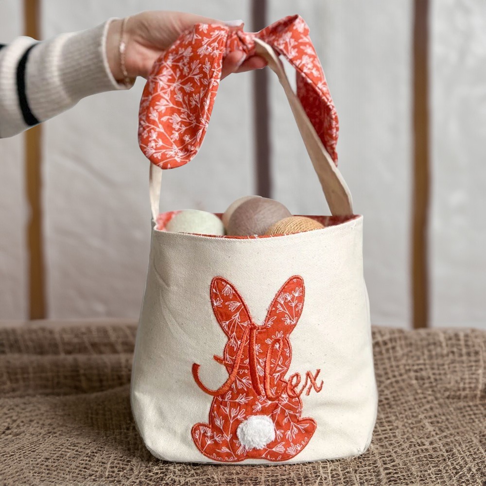 Custom Name Cartoon Bunny Easter Basket