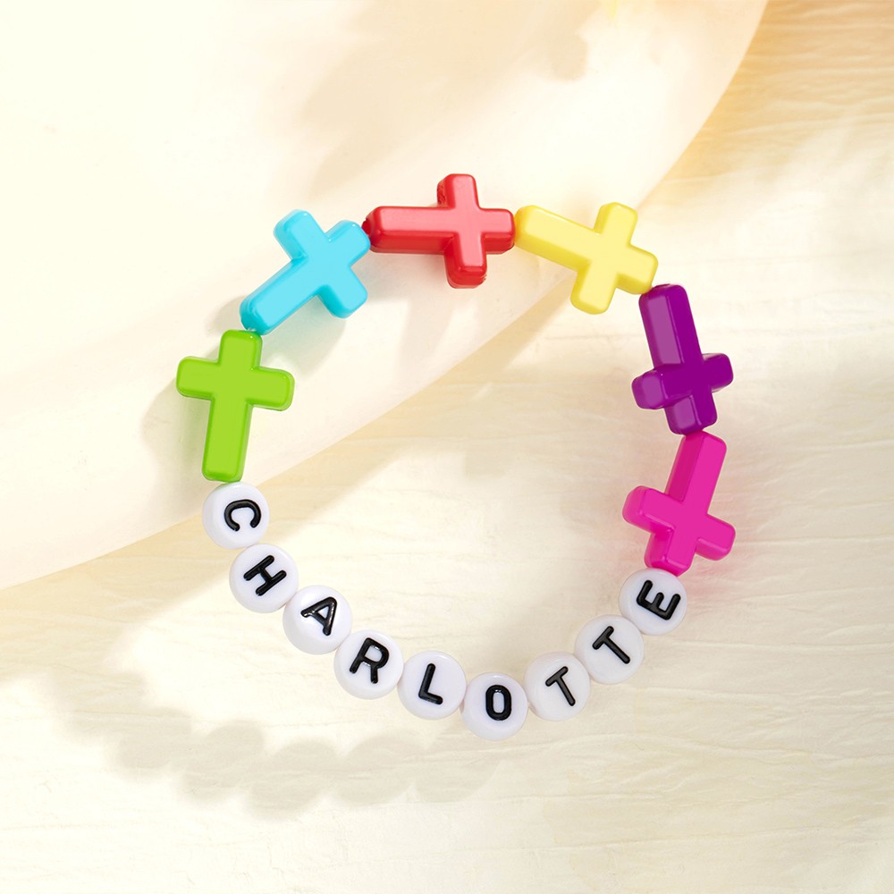 Customized children's cross beaded bracelet
