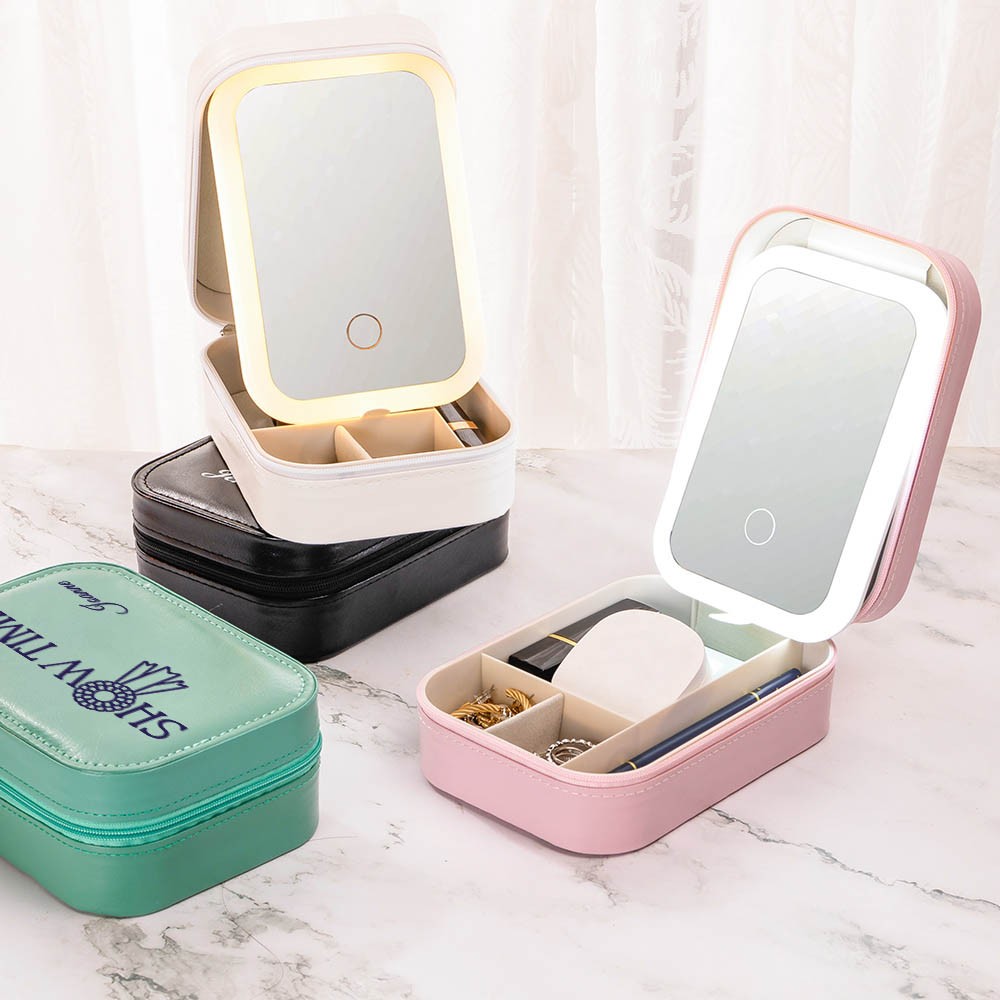 LED three-color adjustable makeup mirror