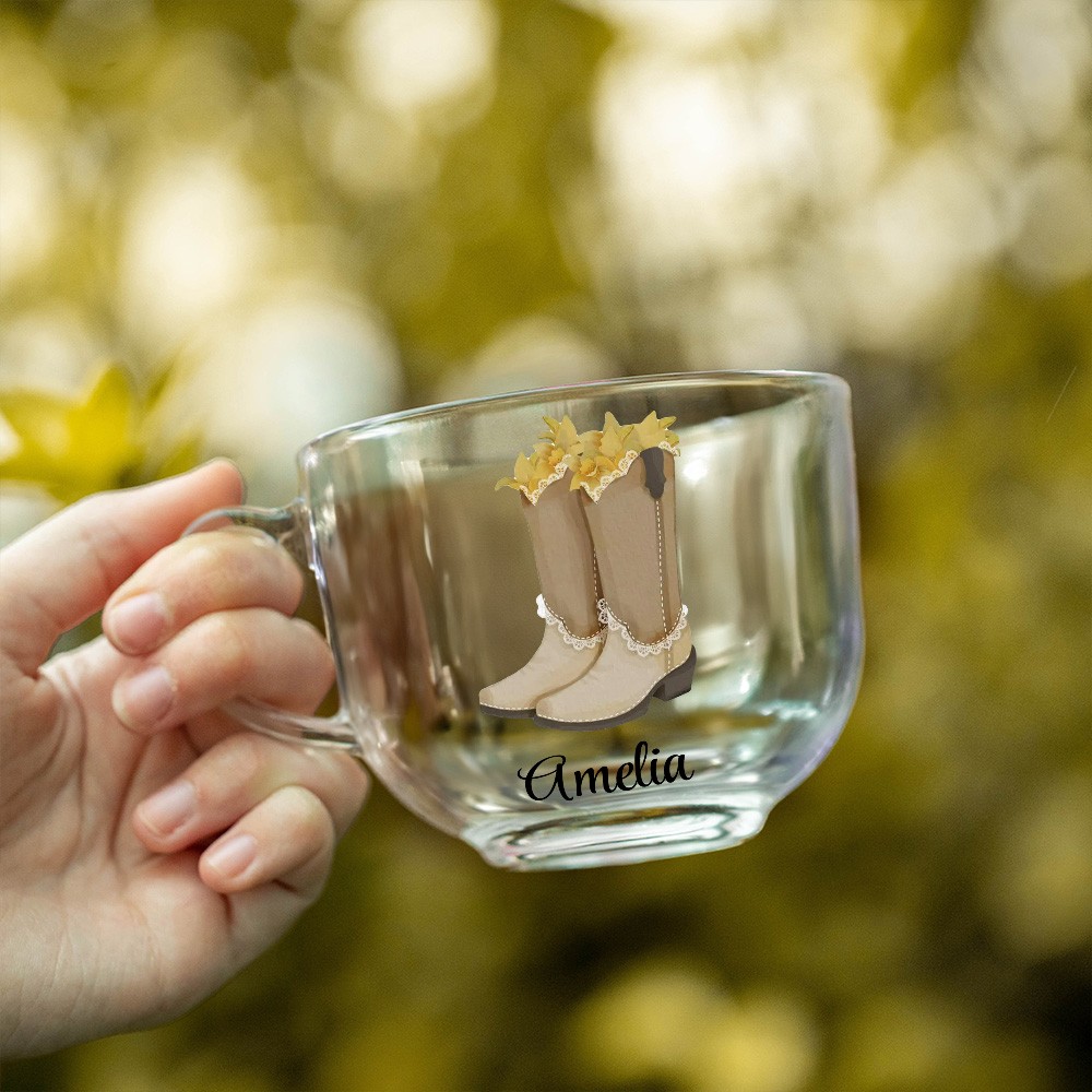 Personlig Cowgirl Birth Flower-mugg med namn