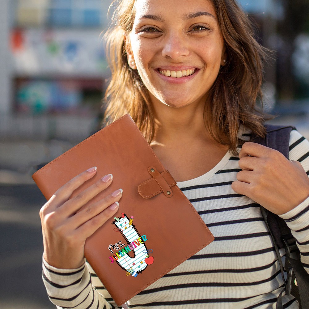 Custom Teacher Name Leather Book Cover