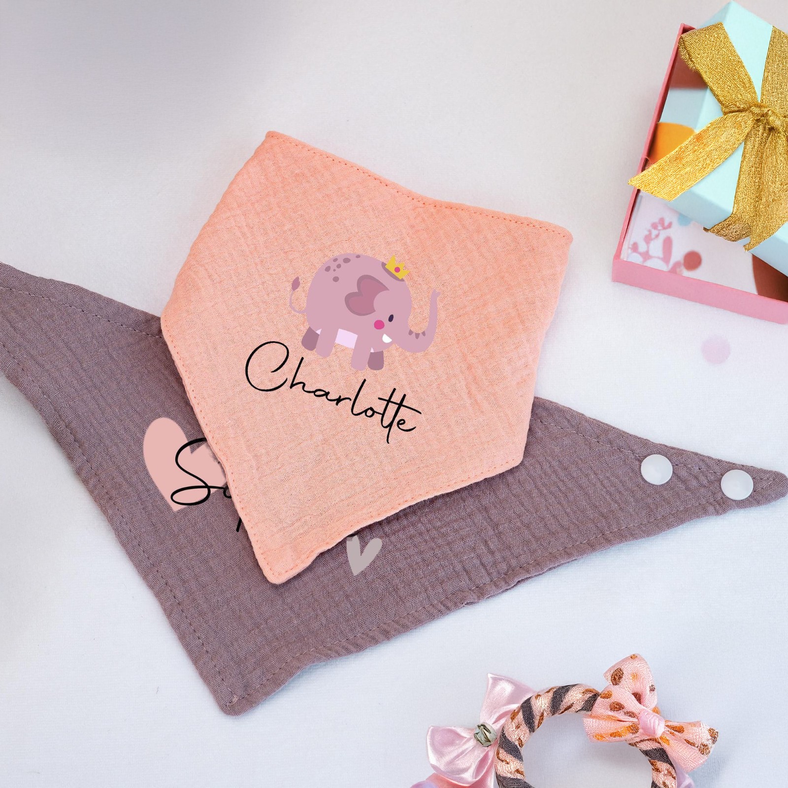 Personalized Cartoon Animals Baby and Toddler Triangular Scarves