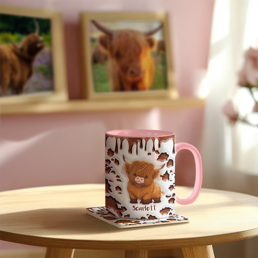 Personalized Cute Highland Cow Ceramic Coffee Mug