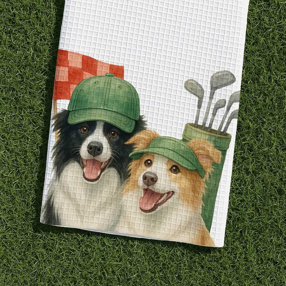 Custom Hand-Painted Golf Towel with Pet Photo & Name