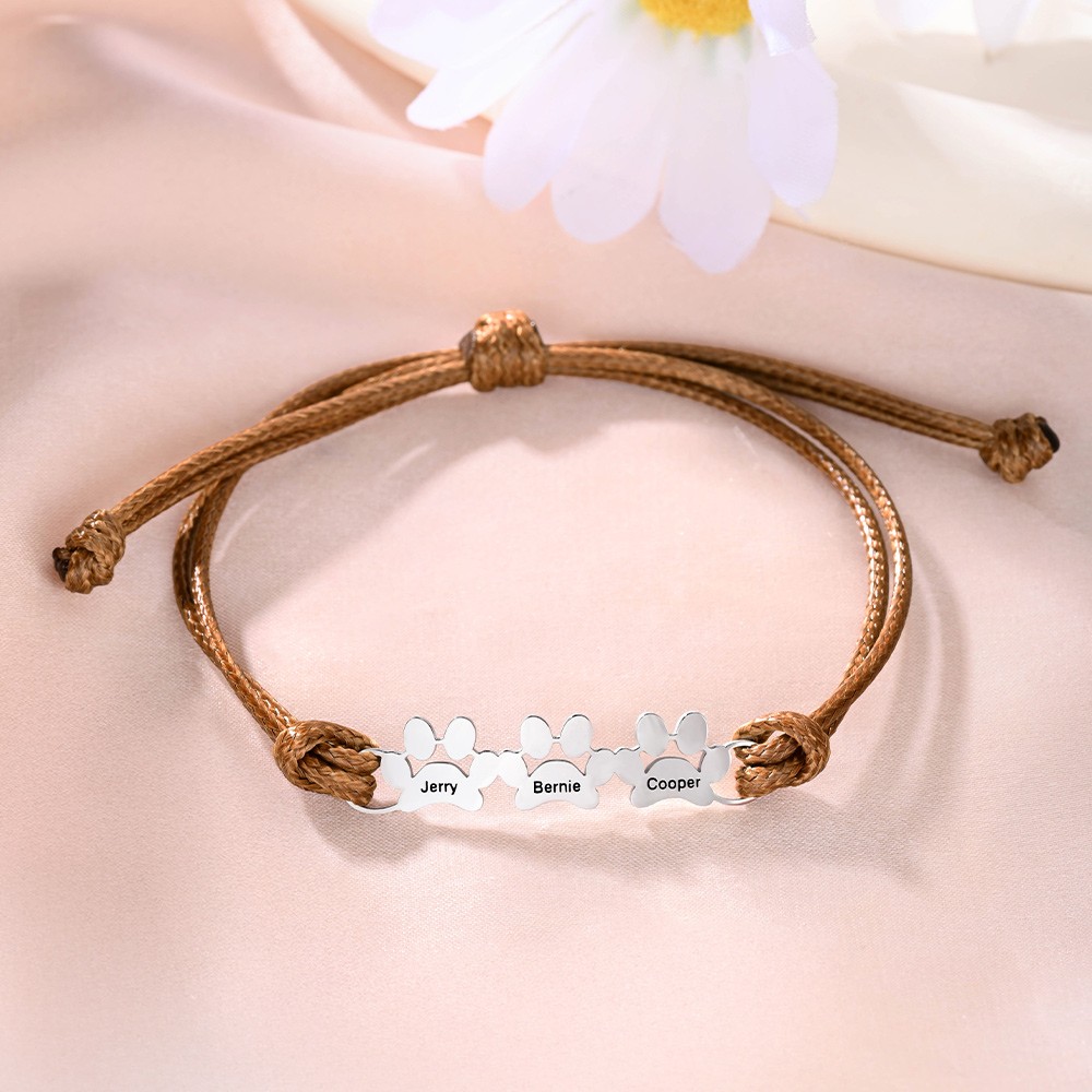 paw name bracelet