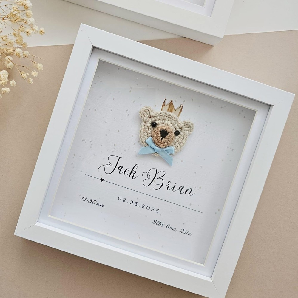 Personalized Crochet Bear Frame 