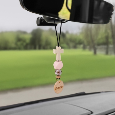 Personalized cross car pendant