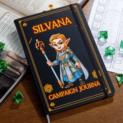 Personalized DND Cleric Campaign Journal, Custom Name DND Character Leather Notebook, DND Player Journal, Clip Art Notebook, DM Gift, DND Gift