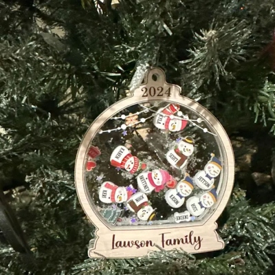 Personalized Family Names Shaker Snowbabies Christmas Ornament, Christmas Tree Hanging Ornament, Home Decor, Christmas Gift for Mom/Grandma/Family