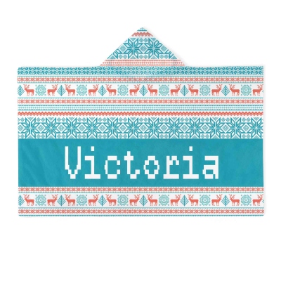 Personalized Fair Isle Style Christmas Soft Hooded Blanket with Name, Multicolor Christmas Hooded Blanket, Christmas Gift