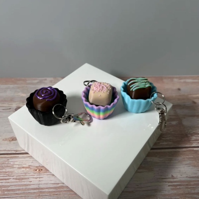 Personalized 3D Printed Mini Chocolate Clicky Fidget Keychain, Stress Relief Clicker Companion, Backpack/Purse/Bag Charm, Gift for Dessert Lovers/Her