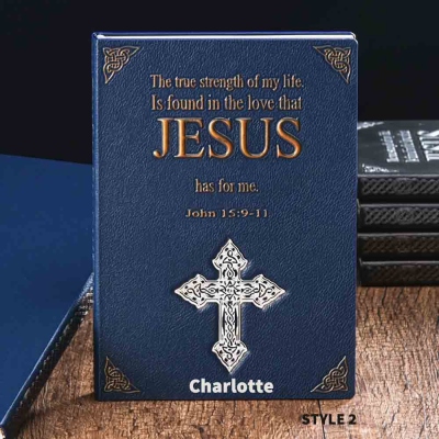 Personalized Name Cross Bible Verses Notebook, 3D Embossed Cross Christian Journal, Birthday/Christmas/First Communion Gift for Family/Friends/Women