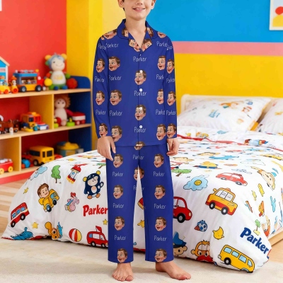 Personalized Family Exaggerated Portrait Pajamas, Funny Face Sleepwear with Multiple Colors, Unique Matching Set Based on Your Photo, Gift for Family