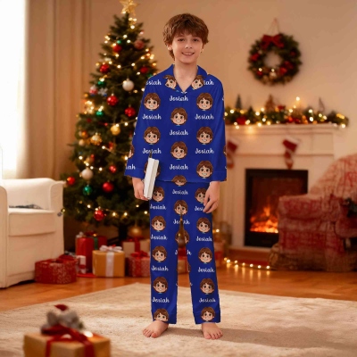 Personalized Cartoon Portrait Pajamas, Custom Family Sleepwear Based on Your Photo, Cute Matching Set, Multiple Colors Available