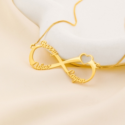 Infinity Means Us, Forever & Always -- Couple & Family Infinity Necklace - Personalized Name 925 Sterling Silver Necklace