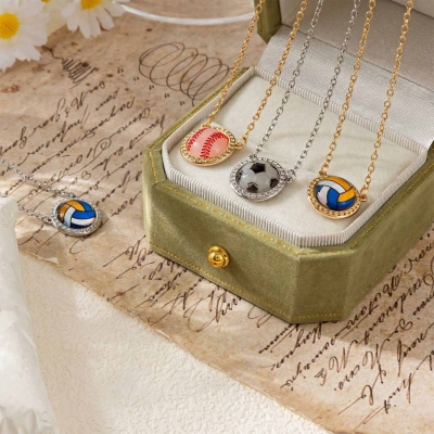 Personligt namnhalsband i epoxiharts för baseboll/basket/fotboll/volleyboll, sport-smycken i sterlingsilver 925, födelsedagspresent till sportälskare