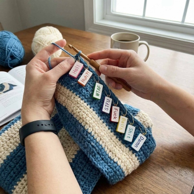 Personalized Things I Say While Knitting Charm(Set of 8pcs), Stress-Relieving Favors, Birthday/Anniversary Gift for Her/Crocheters/Knitting Lovers