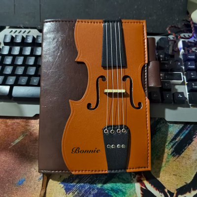 Custom Engraved Name Violin Notebook, Vintage PU Leather Cover Journal, Portable Travel Diary, Birthday/Graduation Gift for Her/Violinist/Music Lovers