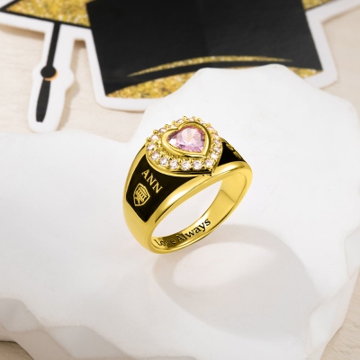 Heart Zircon Birthstone Class Ring