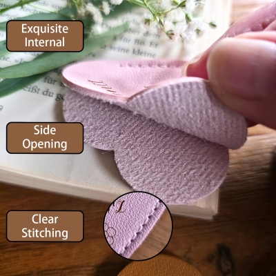 Marque-page cœur personnalisé avec nom, clip marque-page minimaliste en cuir, accessoire de lecture, cadeau d'anniversaire pour les amoureux des livres et les lectrices.