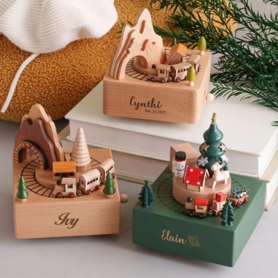 Personalized Wooden Music Box with Name, Handcrafted Vintage Musical Keepsake, Nursery Decor, Baby Shower/Birthday/Anniversary Gift for Newborns/Kids