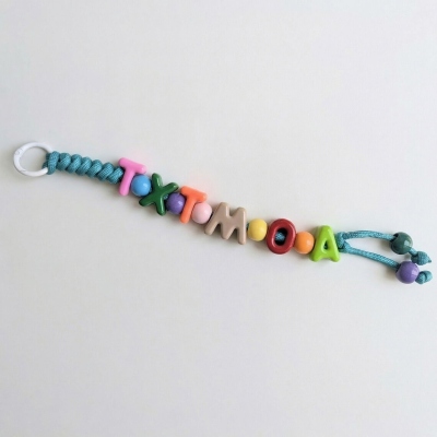 Personalized Name Beaded Keychain, Colorful Name Paracord Charm, Cord Accessory for Bag/Luggage, Birthday/Back to School  Gift for Kids/Girls/Friends