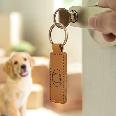 Personalized Dog Ear Keychain with Name, Custom Leather Keychain Dog Mom Keychain, Dog Dad Gift, Dog Mom Gift, Pet Lovers, Dog Owner Gift for Her