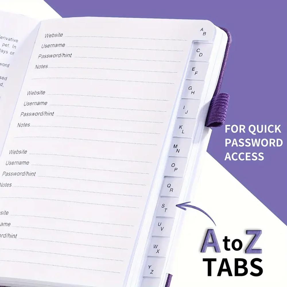 Password Book with Alphabetical Tabs Hardcover Password Manager Notebook for Seniors, Internet Password Journal Diary