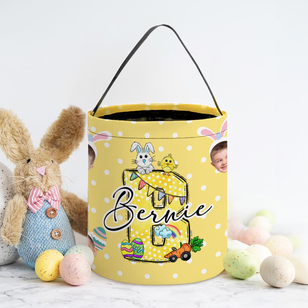 Easter Bag With Name, Custom Easter Egg Basket For Boys & Girls, Cute Rabbit Basket For Egg Hunt, First Easter Gift, Gift For Newborn
