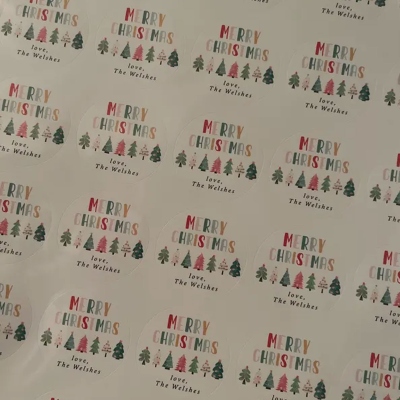 Personliga God Jul-klistermärken med efternamn, dekaler för ask/paket/kuvert, festgåva, etiketter för högtider, julklapp för familj/barn