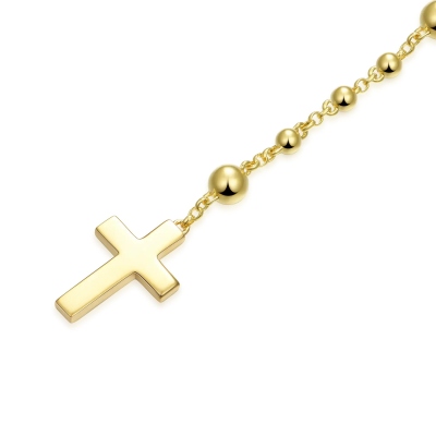 Personligt Jungfru Maria Rosenkranshalsband med Kors, Sterling Silver 925 Andliga Religiösa Smycken, Dop/Första Kommunion Gåva till Honom/Hennen