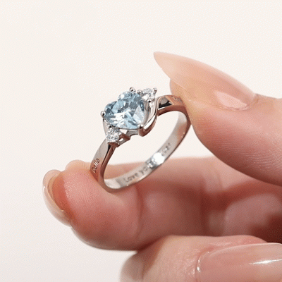 Personalized Heart Stone Promise Ring