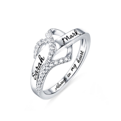 Customised Heart CZ Ring Sterling Silver
