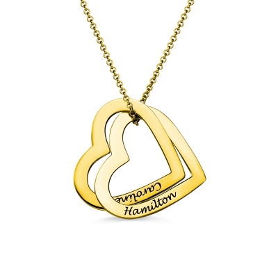 Interlocking Hearts Necklace with 18K Gold Plating