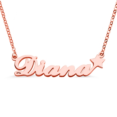 Solid Rose Gold Carrie Style Name Necklace With Star