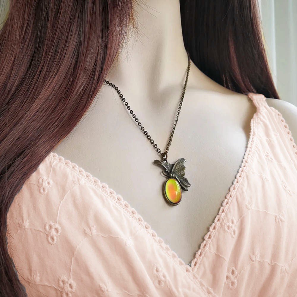 Butterfly of Happiness Mood Gemstone Necklace, Necklace with Color
