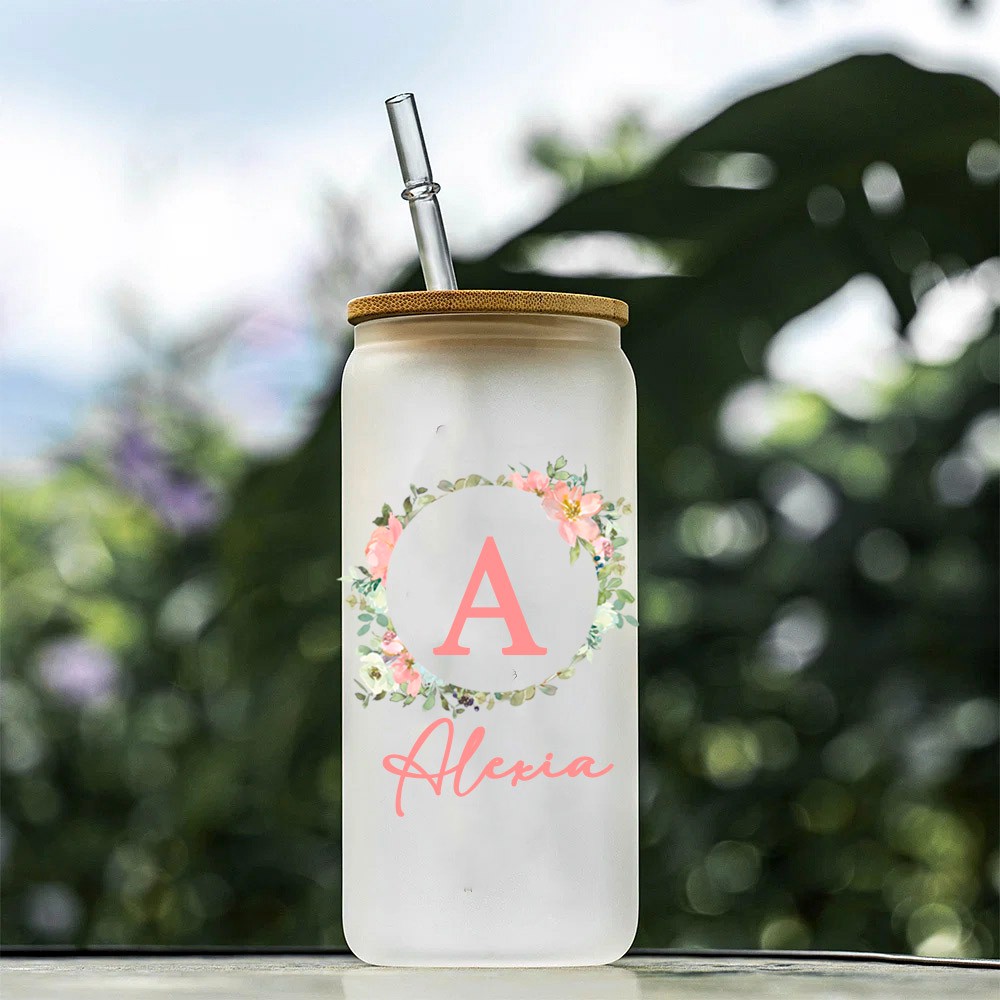 Flower Personalized Glass Tumbler