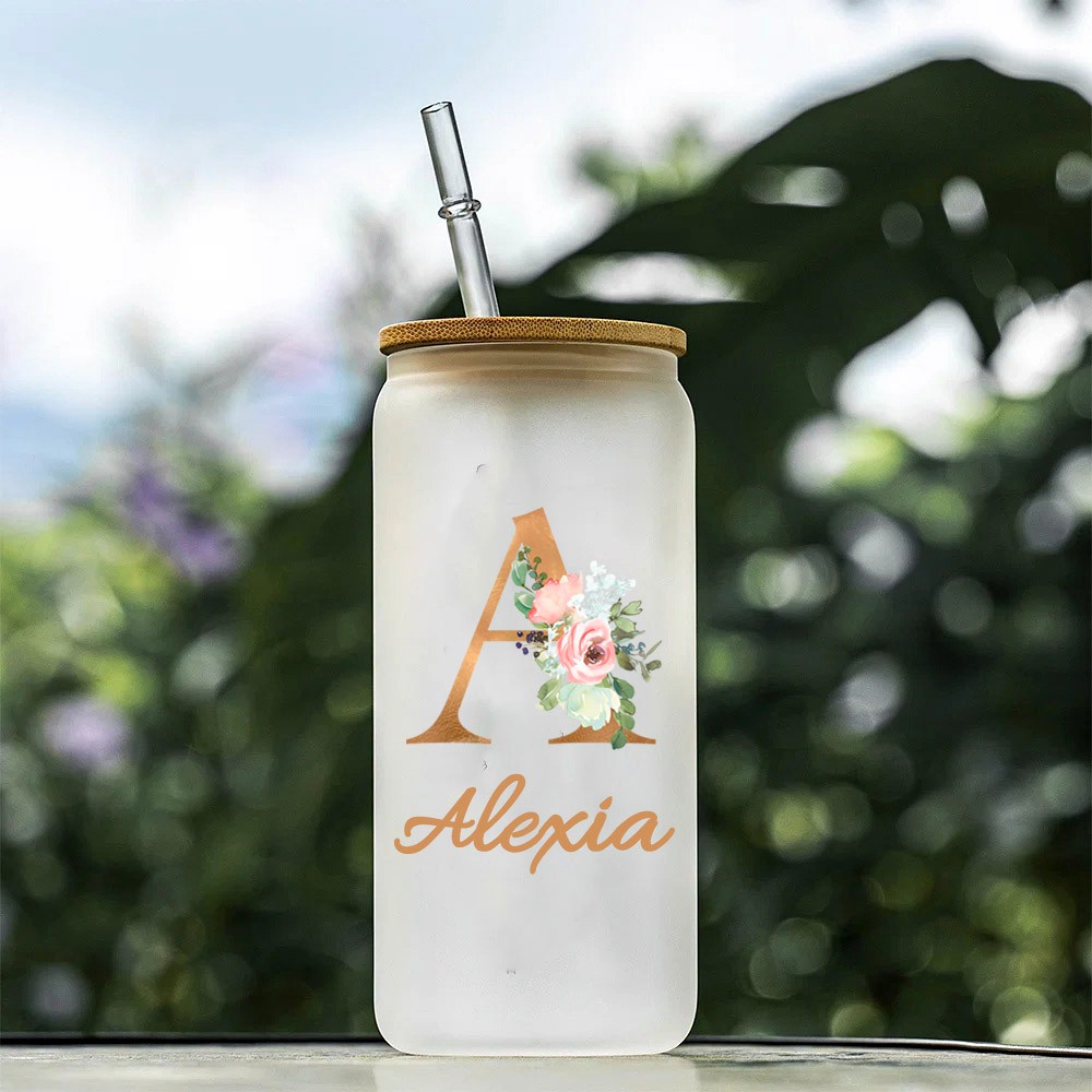 Flower Personalized Glass Tumbler