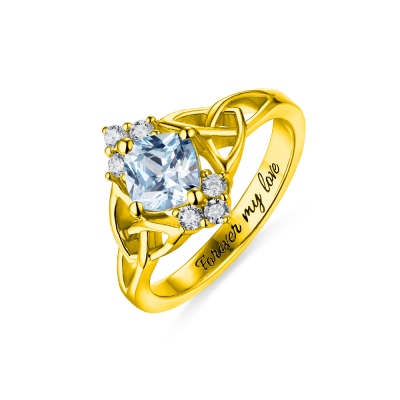 Engraved Celtic Band Birthstone Ring In Gold