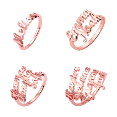 Personalized Multiple Name Ring in Rose Gold
