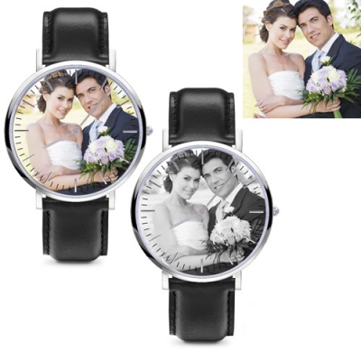 Men/Women Personalized Photo Leather Watch Memorial Gift